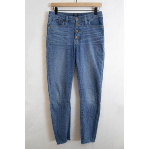 J. Crew Medium Blue Stretch High-Rise Skinny Jean with 4 Button Fly - 28